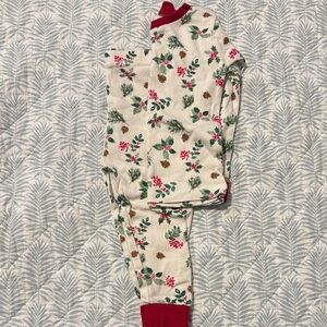 Burt's Bees Cream Pajama Set with Red and Green Accents